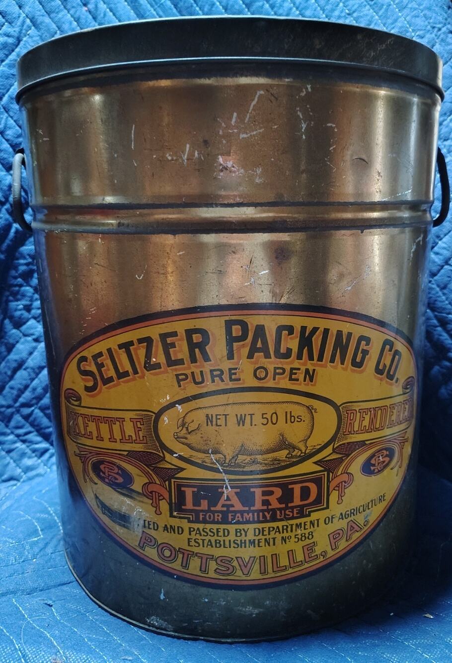 Vintage 50 lb Metal LARD tin